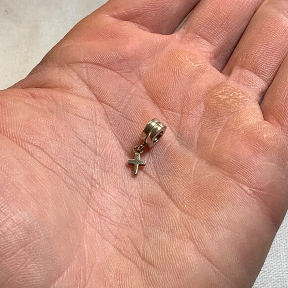 VTG Solid Sterling Silver 925 Cross Dangle Slide Charm Size 0.75" Length - Picture 3 of 8